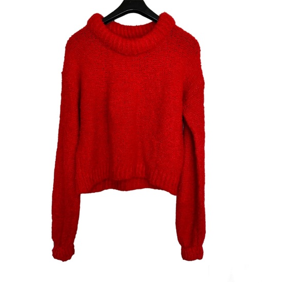 Something Navy Wool Blend Chunky Cozy Warm Red Sweater Size XS - Picture 2 of 6